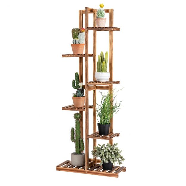 Lilleriiul 6-korruseline puidust taimealus 50 x 21 x 124 cm pruun