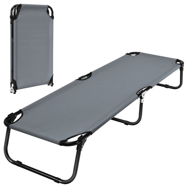 Välivoodi matkavoodi kuni 150 kg kandevõimega kokkupandav lamamisvoodi üheinimesevoodi 191 x 56 x 31 cm hall
