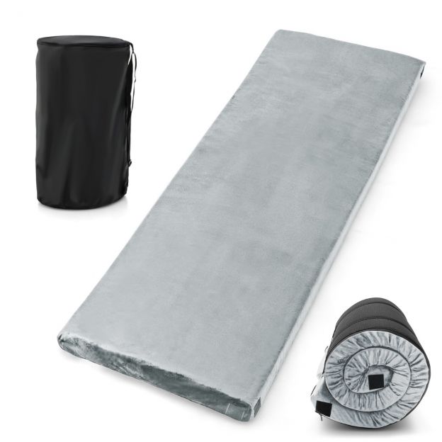 Isolatsioonimatt telkimiseks, mälupahtust kerge magamismatt flanellkattega 183 × 62,5 × 6,5 cm hall