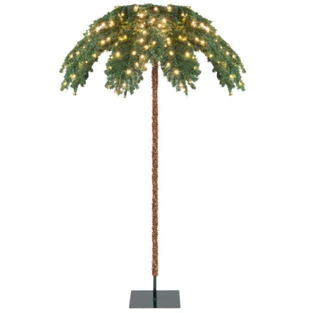 Kunstlik troopiline jõulupalm 250 sooja valge LED-tulega ja 813 oksaga, 180 cm