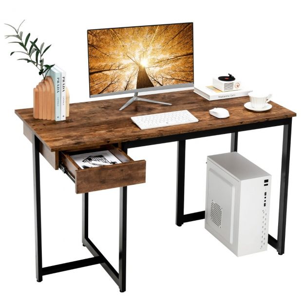 120 x 55 cm arvutilaud sahtliga ja reguleeritavate padjakestega, rustikaalne pruun