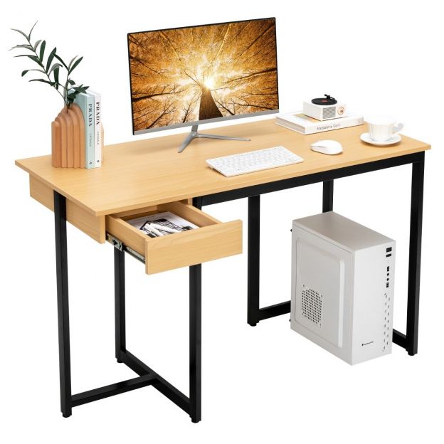 120 x 55 cm arvutilaud sahtliga ja reguleeritavate patjadega, naturaalne
