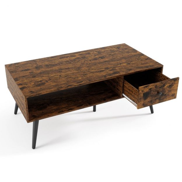 Diivanilaud sahtliga hoiuruum avatud sektsioon elutoalaud 109 x 55 x 39,5 cm rustikaalne pruun