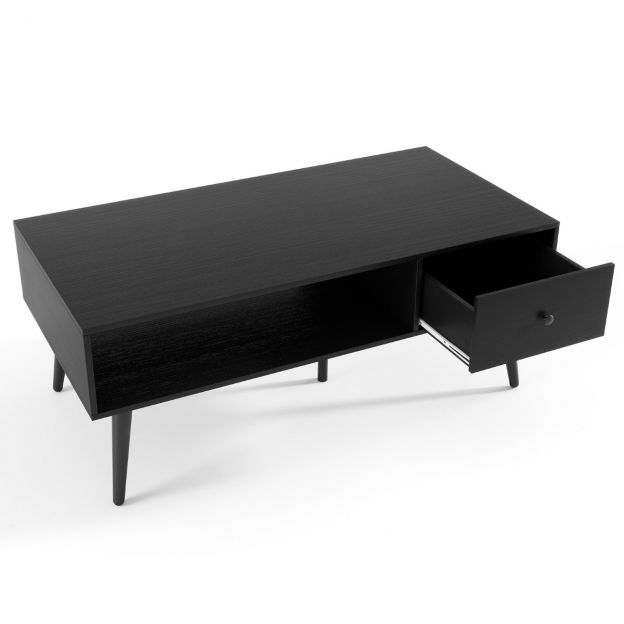Diivanilaud sahtliga panipaik avatud riiul elutoalaud 109 x 55 x 39,5 cm must