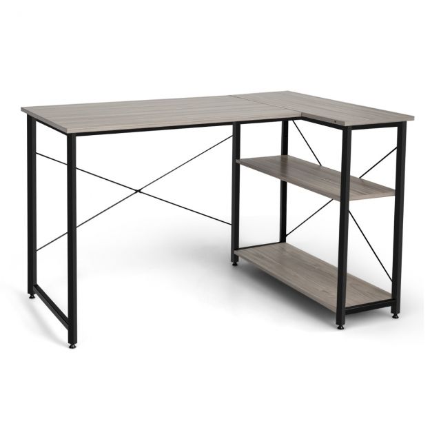 L-kujuline nurgaarvutilaud hoiuriiulitega bürootöölaud 120 × 88 × 74,5 cm hall
