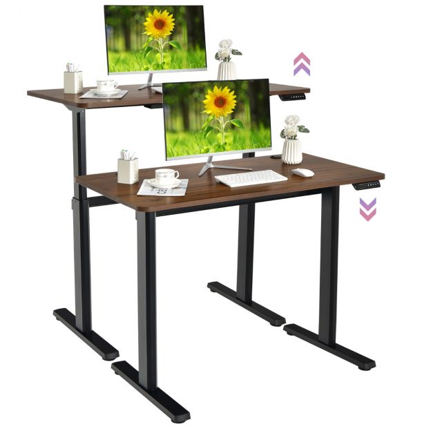 Elektriline kirjutuslaud USB-laadimispordiga Lihtne kokkupanek Rustic Brown