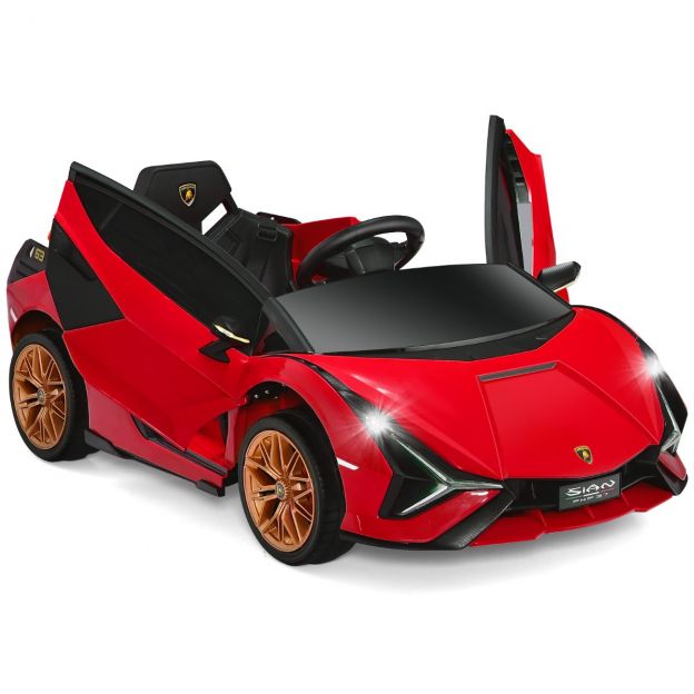 12V Lamborghini laste elektriauto 2,4G kaugjuhtimispuldiga, lasteauto 3–5 km/h, MP3, punane