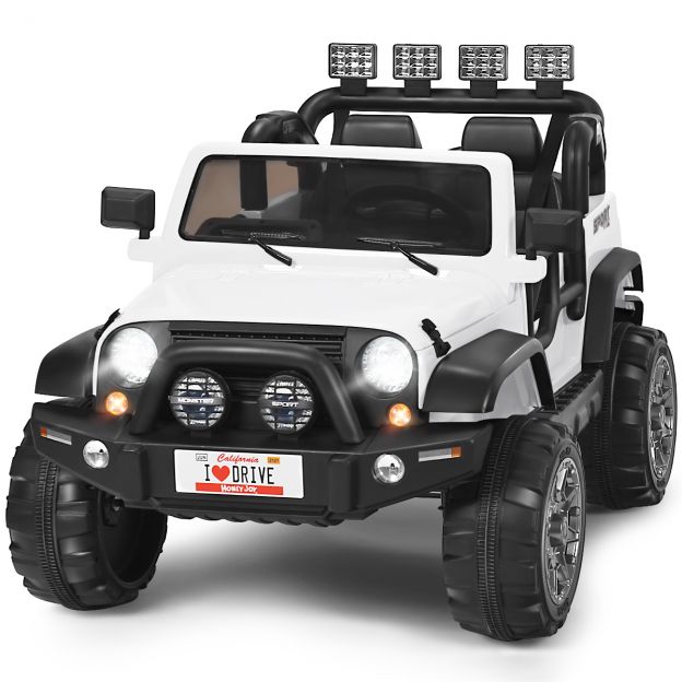2-kohaline lasteauto kaugjuhtimispuldiga, 3-käiguline elektriauto, 123 × 80 × 80 cm, valge