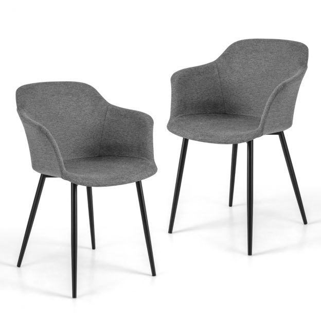 2-osaline söögilauatoolide komplekt, polsterdatud ergonoomilise seljatoega, hall