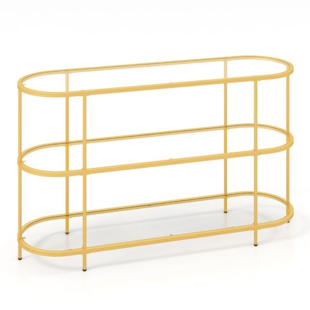 3-korruseline telerikapp kuni 65-tollisele telerile, kuldne, 140 × 41 × 82 cm