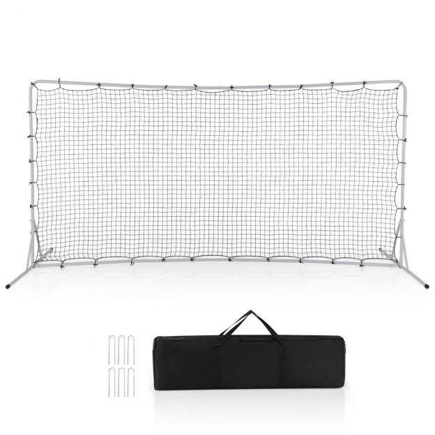 Laste jalgpallivärav 372,5 x 182,5 cm Jalgpalliväravad aeda Jalgpallivärav kandekotiga Valge
