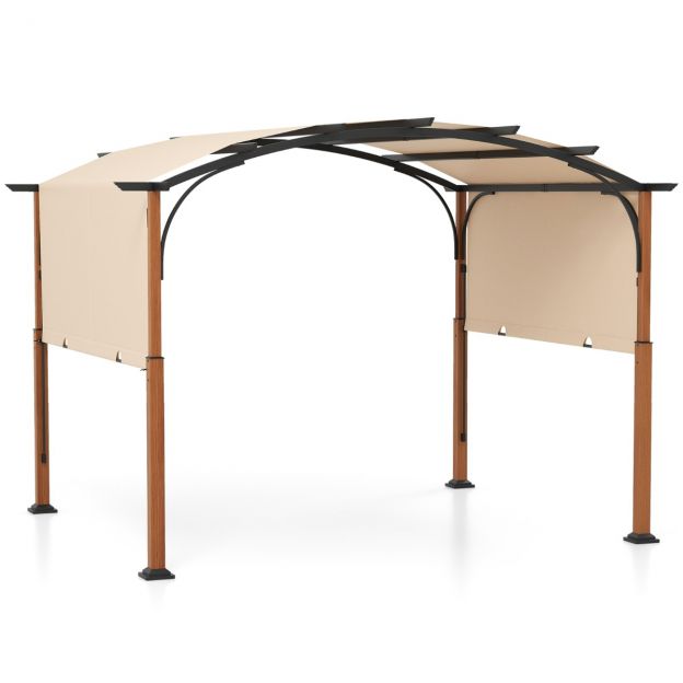 3,6 x 3 m pergola väljatõmmatava katusega, veekindel, stabiilne, talvekindel paviljon, beež