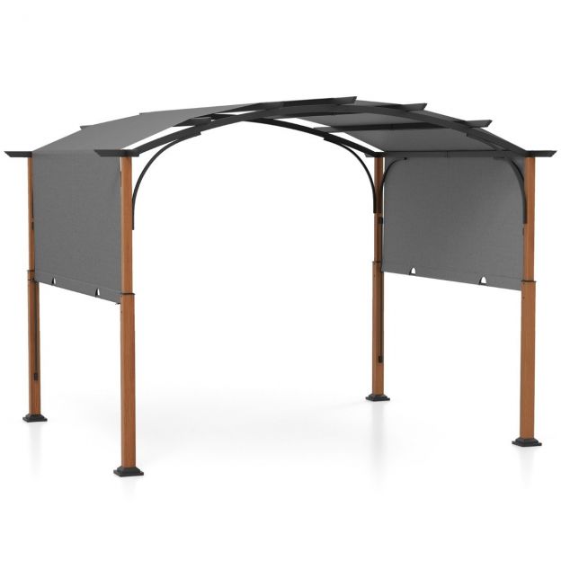 3,6 x 3 m pergola väljatõmmatava katusega veekindel stabiilne talvekindel paviljon hall
