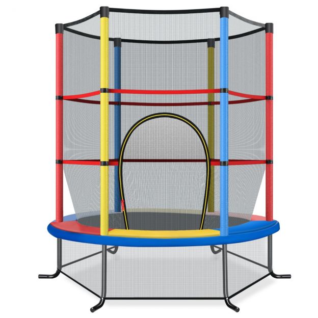 Ø140 cm aiamängutrampoliin turvavõrguga, kuni 135 kg kandevõimega, lastele alates 3. eluaastast, värviline