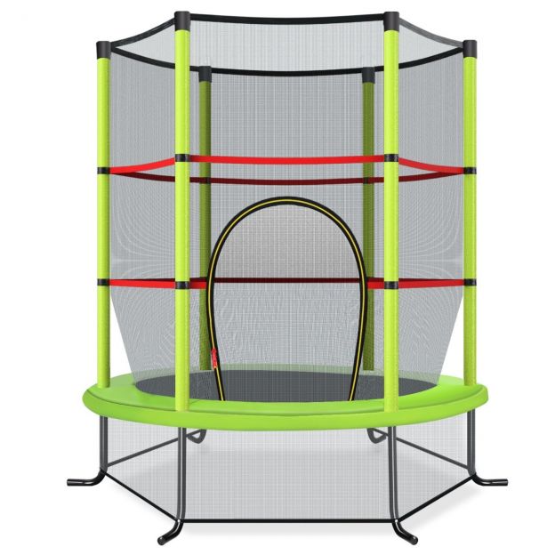 Ø140 cm aiatrampoliin turvavõrguga, kuni 135 kg kandevõimega, lastele alates 3. eluaastast, roheline