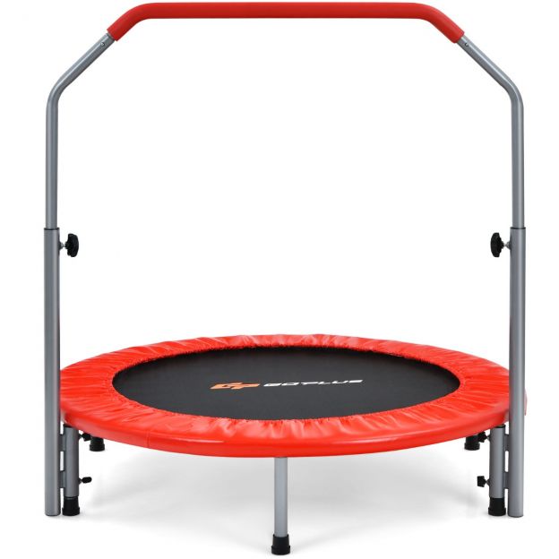 Ø101 cm kokkupandav mini-trampoliin kõrguse järgi reguleeritava käepidemega, fitness-trampoliin, punane