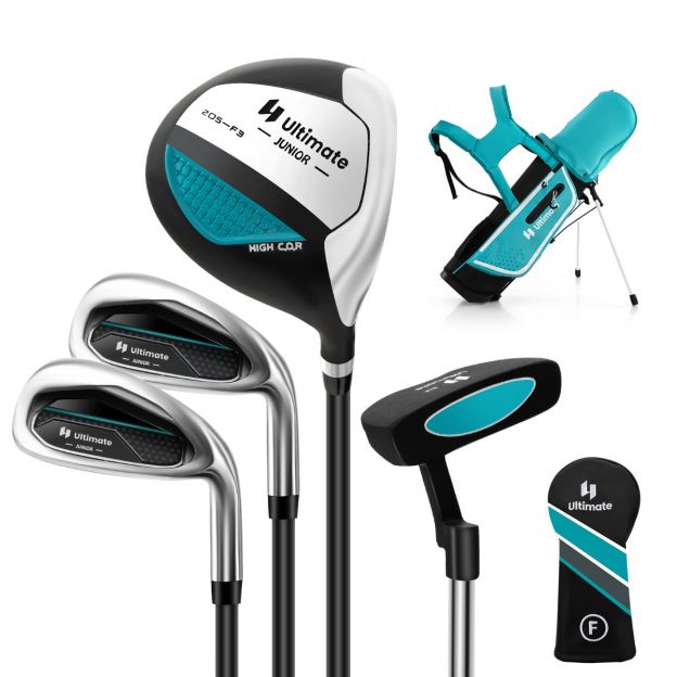 4-osaline laste golfikeppide komplekt koos golfikoti ja vihmakattega 5–7-aastastele lastele, sinine
