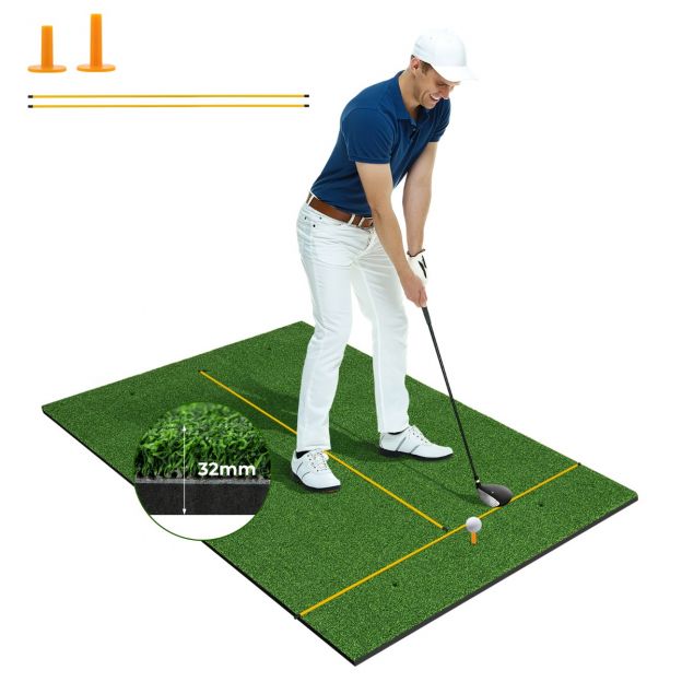 Golfi löögimatt, 2 kummist tiid ja 2 suunakeppi ning 6 stardipositsiooni, 152 × 92 cm, paksus 32 mm