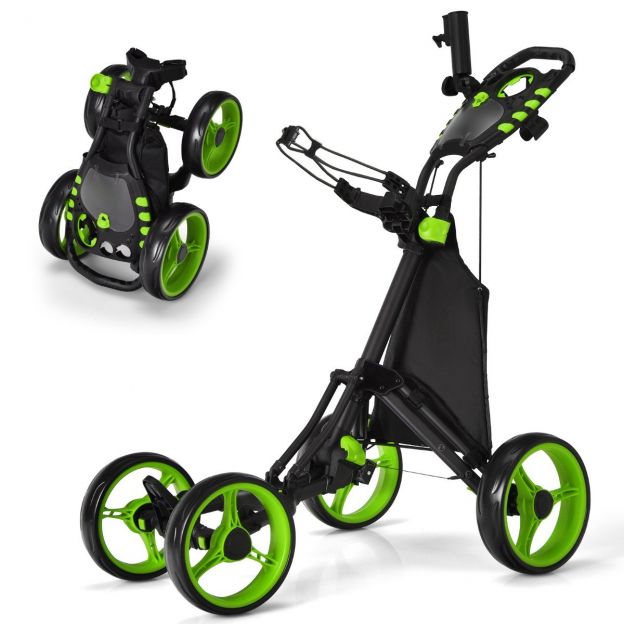 Golfikäru 4-rattaline golfikäru golfikäru kokkupandav golfikäru golfi käsikäru alumiiniumist roheline
