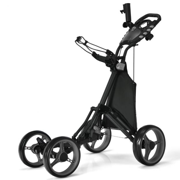 Golfikäru, 4-rattaline golfikäru, golfikäru, kokkupandav, golficaddy, lükatav golfikäru alumiiniumist, hall