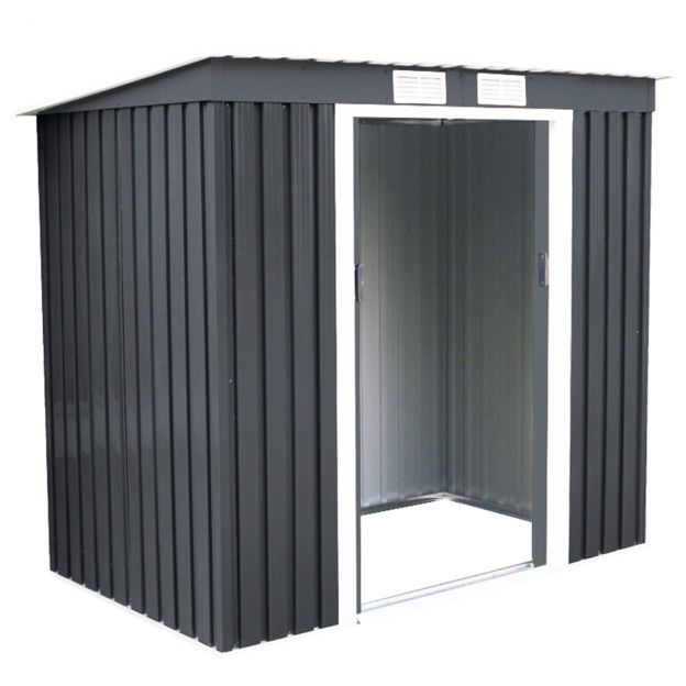 Metallist aiamaja tööriistakuur koos vundamendiga, pultkatus, 213 x 130 x 173 cm, tumehall