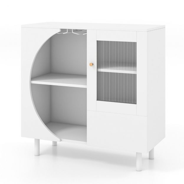 Vitriinkapp klaasuks, avatud riiul ja metalljalad, kummut 80 x 30 x 80 cm valge