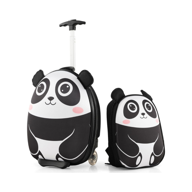 2-osaline laste kohver ja seljakott ratastega, 3-astmelise teleskoopkäepidemega, 12”+16” lastetrolley Panda