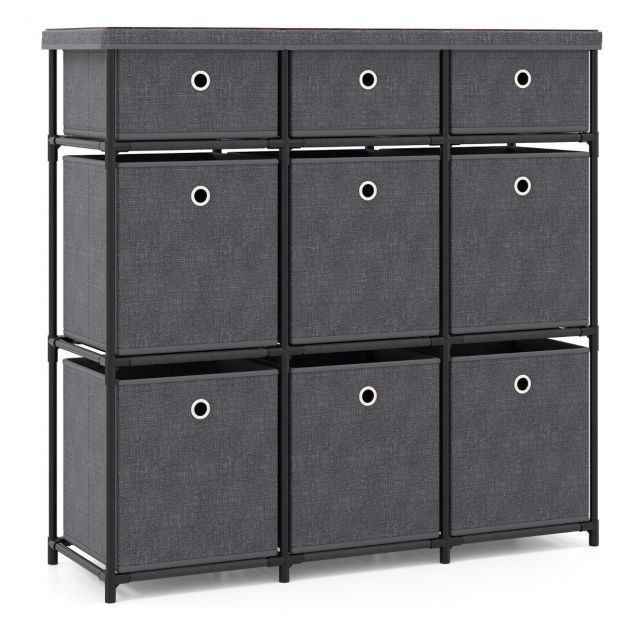 Kummut sahtlitega hoiulaud metallraami ja kokkupandavate kangast konteineritega 87 x 29 x 84 cm hall