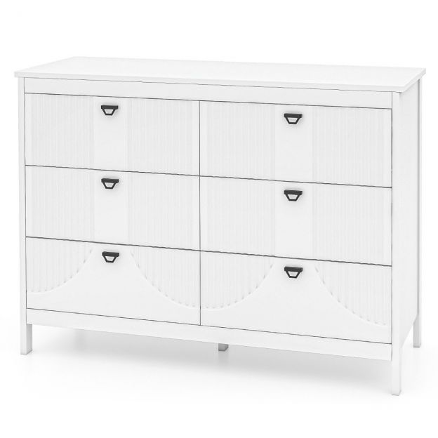6 sahtliga valge puidust kummut, moodne sahtlikapp, mõõtmed 106 x 40 x 79 cm