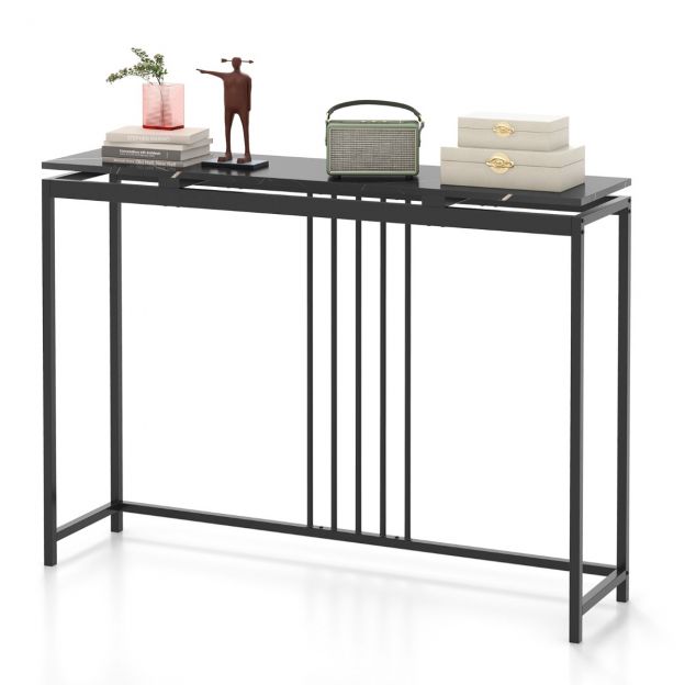 Konsoollaud diivanilaud tehismarmorist 120 × 30 × 90 cm must