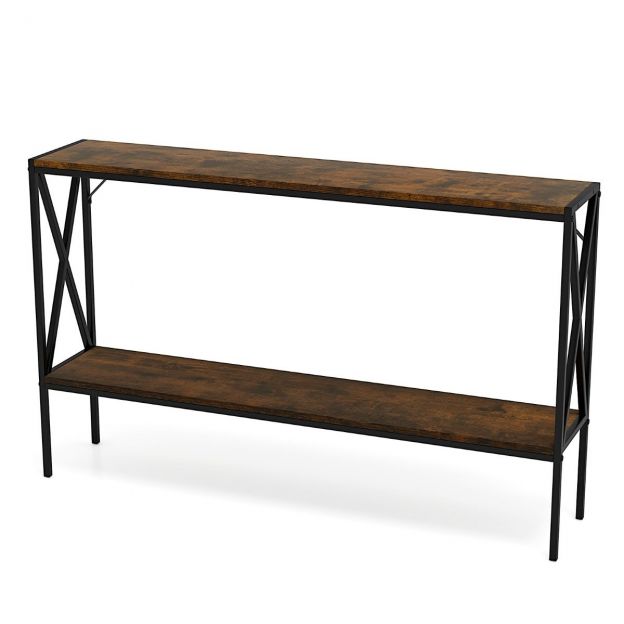 120 cm konsoollaud kitsas esikulaud diivanilaud geomeetrilise metallraamiga