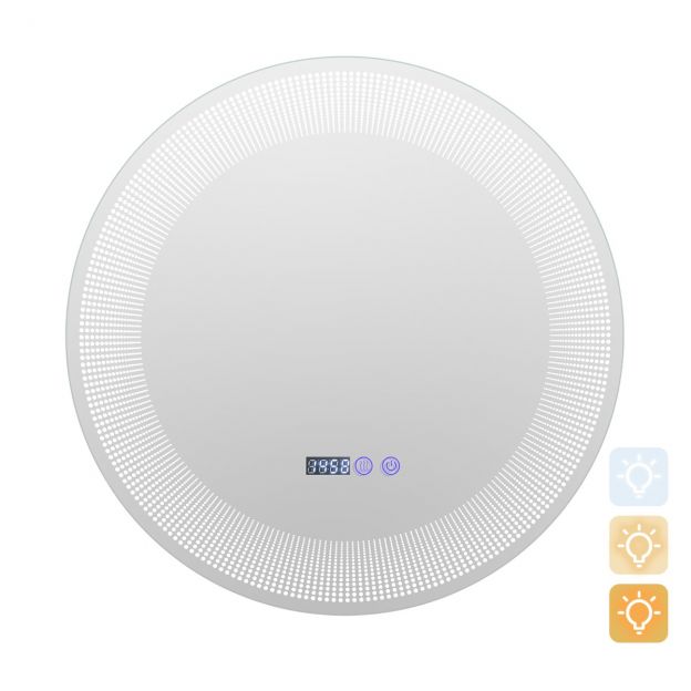 Ø 60 cm LED-vannitoapeegel 3-värviliste tuledega ja puutetundliku lülitiga kosmeetiline peegel