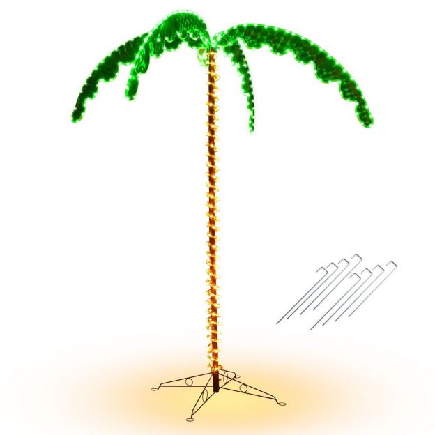 LED köievalgustusega palm, kunstlik LED-valgustatud palm 175 x 120 x 218 cm roheline ja pruun