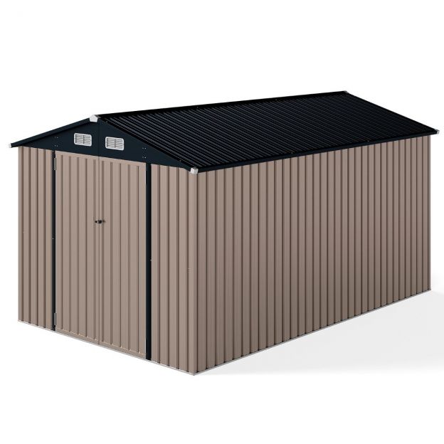 Metallist tööriistakuur 350 x 223 x 197 cm kaldkatusega tööriistakuur lukustatavate uste ja võtmetega