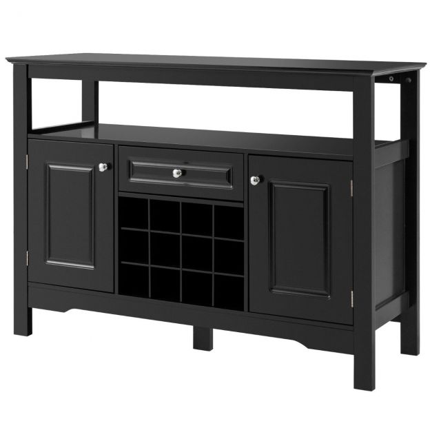 Moodne söögitoa puhvet veiniriiuli, kappide ja sahtliga 117 x 40,5 x 82,5 cm must