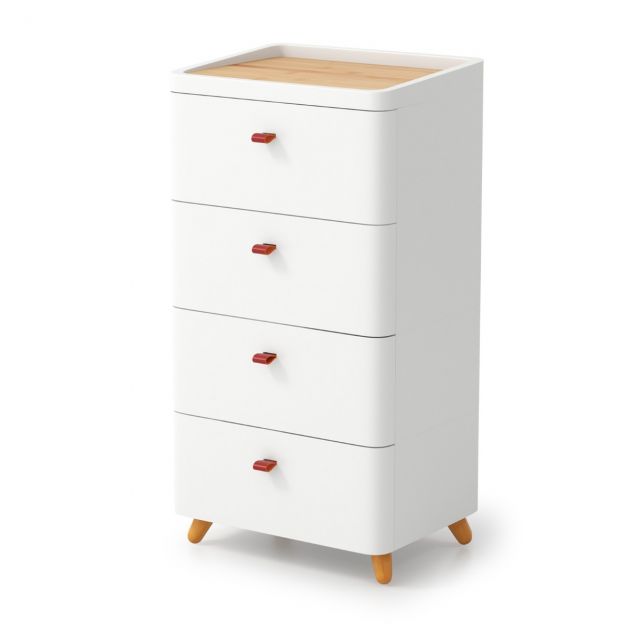 Öökapp nelja sahtliga, öökapikummut eemaldatava organiseerimisalusega, valge, 42 × 32 × 81,5 cm