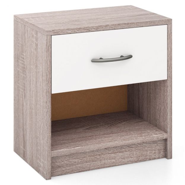 Öökapp sahtliga Väike abilauake avatud riiuliga 38,5 × 28 × 40,5 cm Helehall + valge