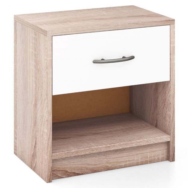 Öökapp sahtliga Väike abilaud avatud sektsiooniga 38,5 x 28 x 40,5 cm naturaalne + valge