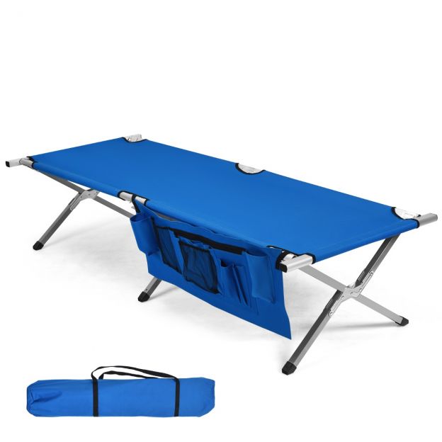 Matkavoodi välivoodi kokkupandav voodi lamamisvoodi voodi matkalamamisvoodi kuni 204 kg kandevõimega 190 x 73 x 42 cm sinine