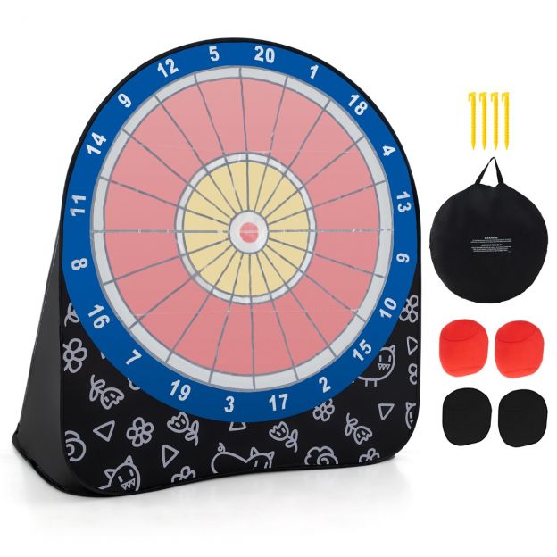 Suur laste dartsilaud, viskemängu komplekt 4 löögipalliga, jalgpalli-dart aeda, must