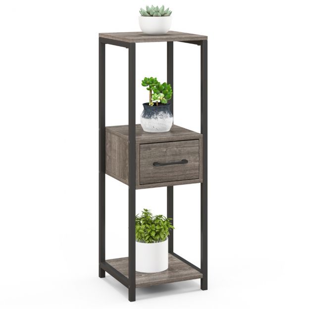 3-korruseline metallist taimealus, lillealus sahtliga, 30,5 x 30,5 x 92 cm, hall (1 pakk)