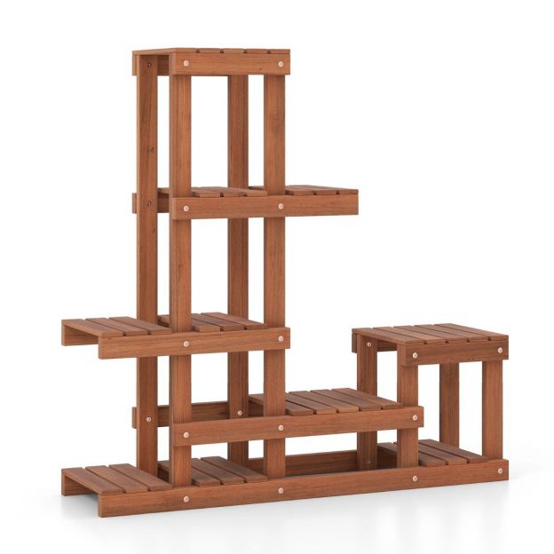 Puidust taimeriiul 6 tasemega lillede riiul lillealus lilletrepp 90 x 25 x 91,5 cm