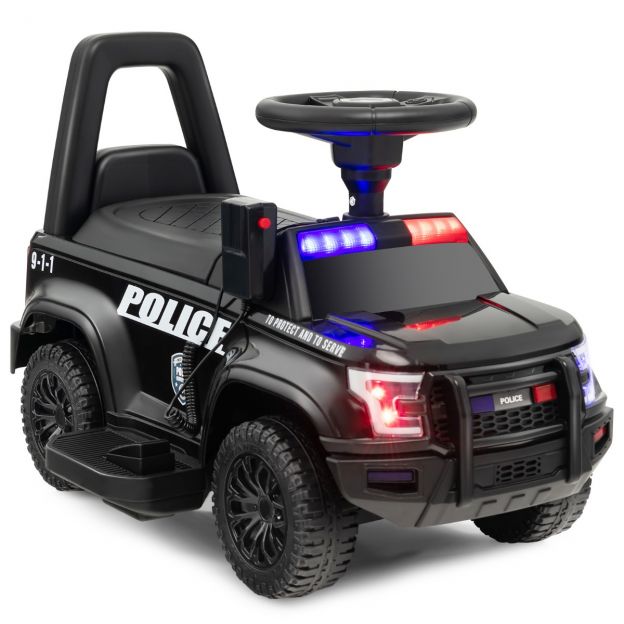 Politseiauto lastele 6 V akuga lastesõiduk megafoniga 62 x 44 x 43 cm must