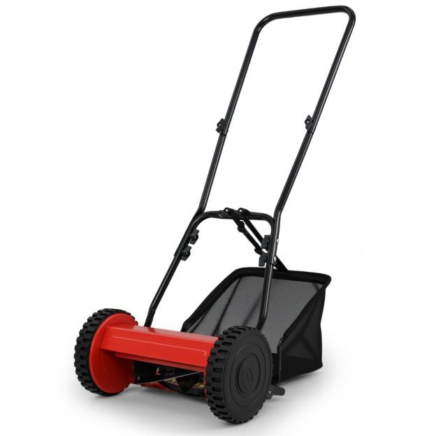 Spindelniiduk käsitsi juhitav muruniiduk 30 cm lõikelaiusega 18,5-liitrine kogumiskorv Punane