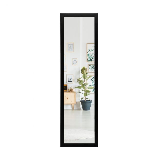 Ristkülikukujuline täispikk peegel ukse külge riputatav konksuga 33×119 cm must