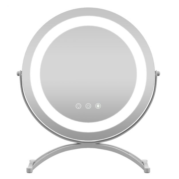 Kosmeetiline peegel, läbimõõt 30 cm, valgustusega; 3-värviline hämardatav LED-peegel, valge