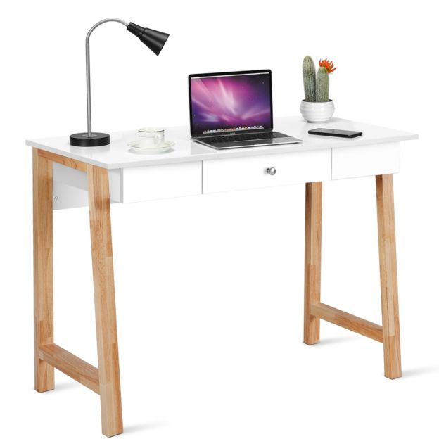 Kirjutuslaud sahtliga Arvutilaud Tualettlaud Kontorilaud 106 x 50 x 75,5 cm naturaalne