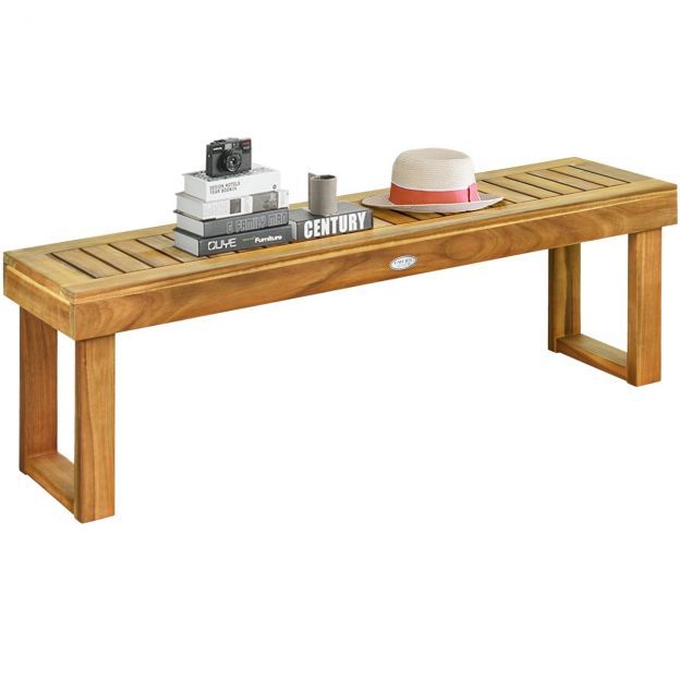 Täispuidust aiamööbli istepink, puidust aiapink, kandevõime kuni 360 kg, 132 × 34 × 43,5 cm, tiikpuu