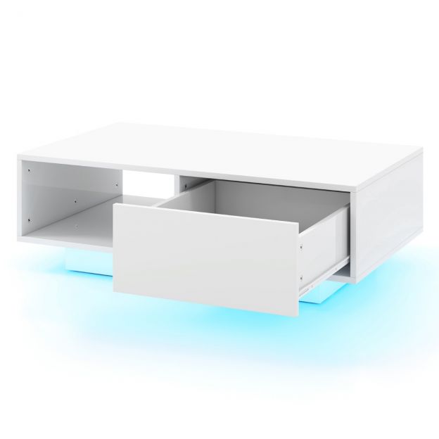 Diivanilaud 20 värvi LED-tulede ja kaugjuhtimispuldiga, 95 × 55 × 31 cm, valge