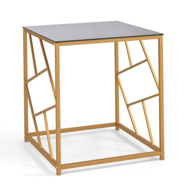 Abilaud karastatud klaasplaadiga ja metallraamiga, modernne diivanilaud 50 × 50 × 55 cm